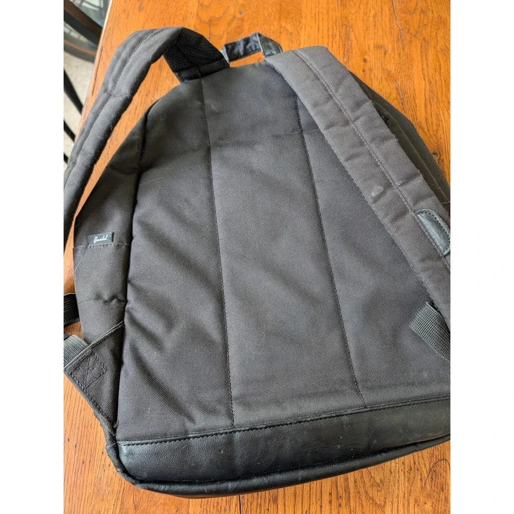 Herschel Supply Co Settlement Backpack Black Canvas Faux Leather Bottom Classic